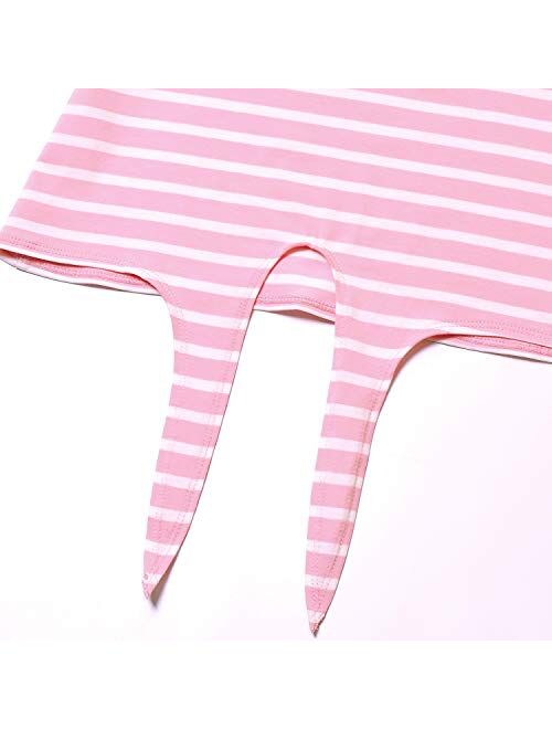 Girl's Short Sleeve Crop Top Tie Front Knot Casual Striped Tops Tee T Shirt 4-13Y