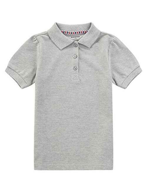 Bienzoe Girl's School Uniform Breathable Short Sleeve Polo 2pcs Pack