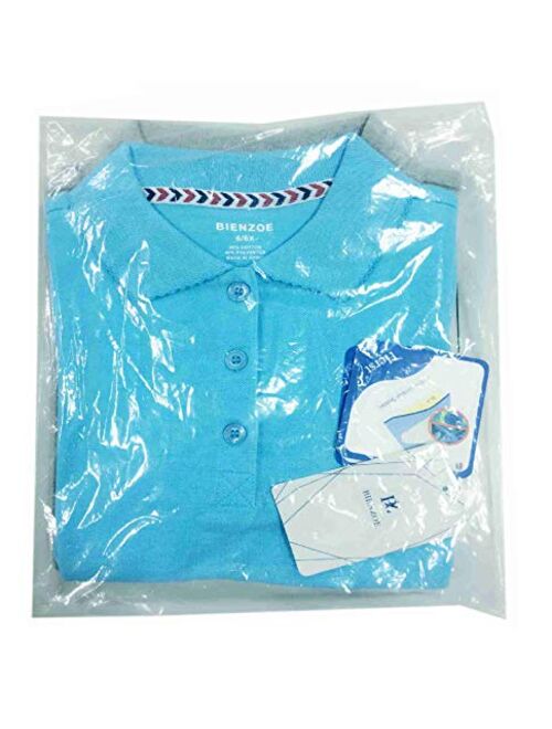 Bienzoe Girl's School Uniform Breathable Short Sleeve Polo 2pcs Pack
