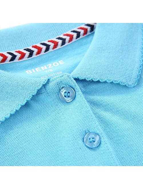 Bienzoe Girls School Uniform Breathable Short Sleeve Polo 2pcs Pack 