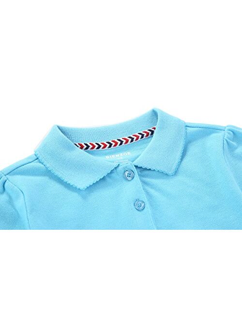 Bienzoe Girl's School Uniform Breathable Short Sleeve Polo 2pcs Pack