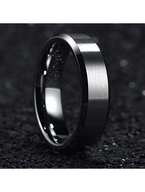 King Will Basic Wedding Band For Men Tungsten Carbide Ring Engagement Ring Comfort Fit Beveled Edges