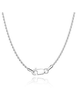 Jewlpire Diamond Cut 925 Sterling Silver Chain Rope Chain Italian Silver Necklace Chain for Women Men Super Shiny Durable 1.35mm Size 16,18, 20, 22, 24 Inches