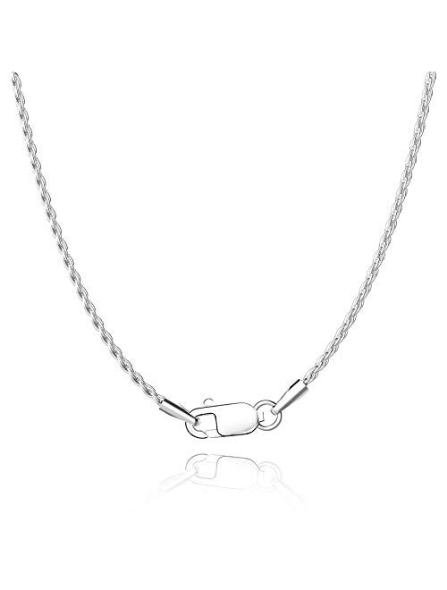 Jewlpire Diamond Cut 925 Sterling Silver Chain Rope Chain Italian Silver Necklace Chain for Women Men Super Shiny Durable 1.35mm Size 16,18, 20, 22, 24 Inches