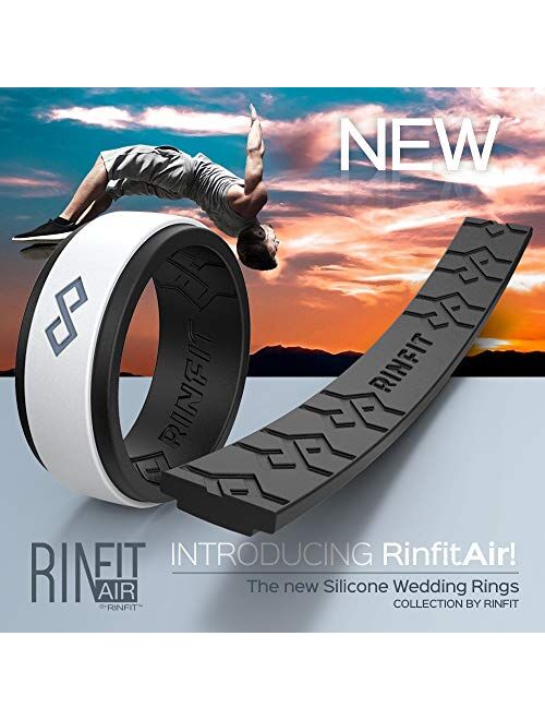 Rinfit Silicone Wedding Ring for Men. 1 or 3 Rings Pack. RinfitAir Collection - Breathable Design, Silicone Rubber. Men's Wedding Band Size 7-14