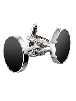 UHIBROS Jewelry Stainless Steel Classic Tuxedo Shirt Cufflinks for Men Unique Business Wedding White