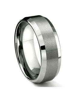 8MM Tungsten Metal Men's Wedding Band Ring in Comfort Fit and Matte Finish Size 7-16