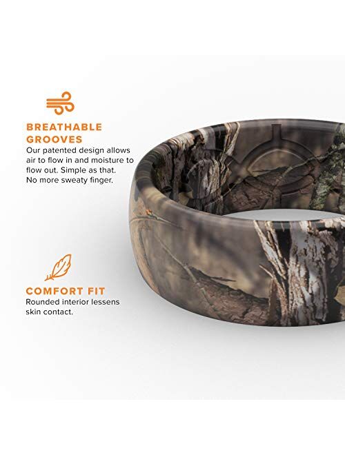 Mossy Oak Camo Silicone Ring by Groove Life - Breathable Rubber Wedding Rings for Men, Lifetime Coverage, Unique Design, Comfort Fit Ring