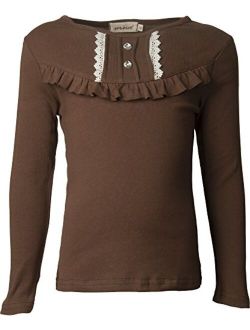 Ipuang Girl Long Sleeve Cotton Ruffle T Shirt Top