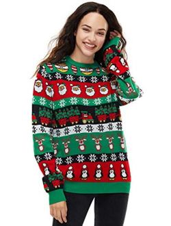 Unisex Mens Christmas Ugly Sweater Knitted Reindeer and Snowflakes on Fleek Fair Isle Pullover for Men