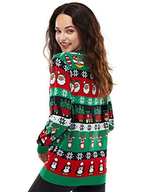 Unisex Women's Ugly Christmas Sweater Funny Fair Isle Knitted Classic Design Xmas Pullover Santa