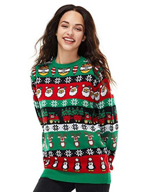 Unisex Women's Ugly Christmas Sweater Funny Fair Isle Knitted Classic Design Xmas Pullover Santa