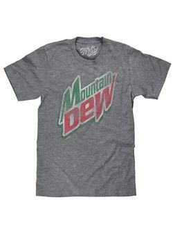 Tee Luv Mountain Dew Shirt - Distressed Mt Dew Logo T- Shirt (Graphite)