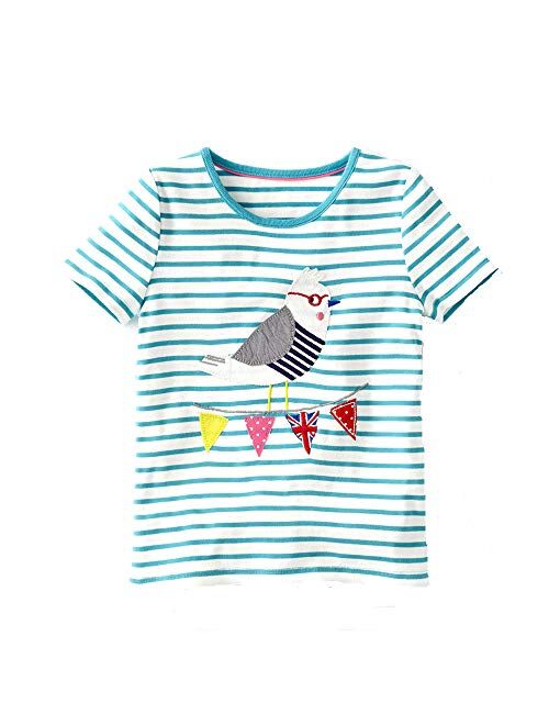 MSSMART Toddler Girl Summer Shirts Short Sleeve Cotton Tee Size 18M-7T