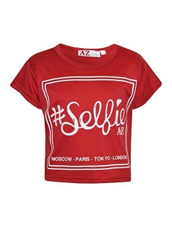 A2Z 4 Kids Girls Top Kids #Selfie Print Stylish Fahsion Trendy T Shirt Crop Top