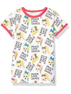 JoJo Siwa Girls' Big Peace Love Dance All Over Print Ringer Tee