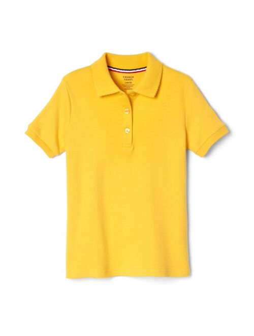 French Toast Girls' Short Sleeve Interlock Polo with Picot Collar (Standard & Plus)