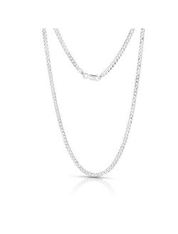 NYC Sterling Unisex 3mm Solid Sterling Silver .925 Curb Link Chain Necklace, Made in Italy