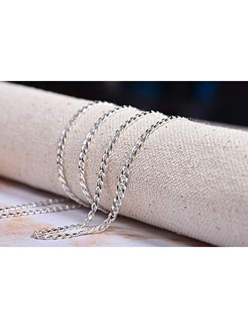 NYC Sterling Unisex 3mm Solid Sterling Silver .925 Curb Link Chain Necklace, Made in Italy