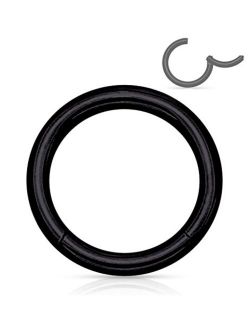 Forbidden Body Surgical Steel Hinged Nose Ring Hoop 14G 16G 18G, Silver/Gold/Rose Gold/Rainbow/Black (Sold Individually)
