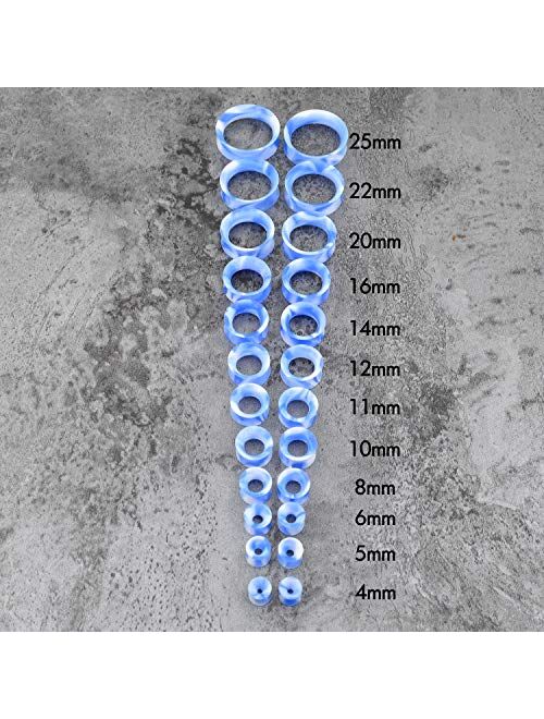 Jewseen 20PCS Soft Silicone Ear Gauges Flesh Tunnels Plugs Stretchers Expander Double Flared Flesh Tunnels Ear Piercing Jewelry