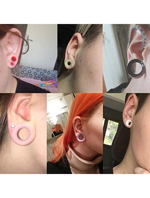 Oyaface 76pcs/36Pcs Silicone Ear Gauges Flesh Tunnels Plugs Stretchers Expander Ear Piercing Jewelry 2g-3/4 Mixed Color Set 