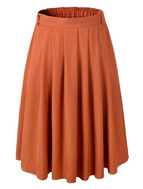 Womens A-line Pleated Knee Length Skirt 1950s Vintage Rockabilly Swing