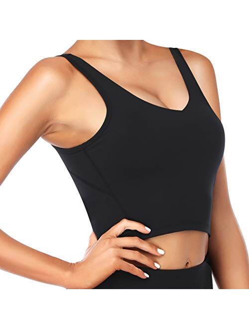 UOTJCNR Sports Bra for Women Longline U-Back Padded Bra Gym Yoga Crop Tank Tops Fitness Workout Running Top