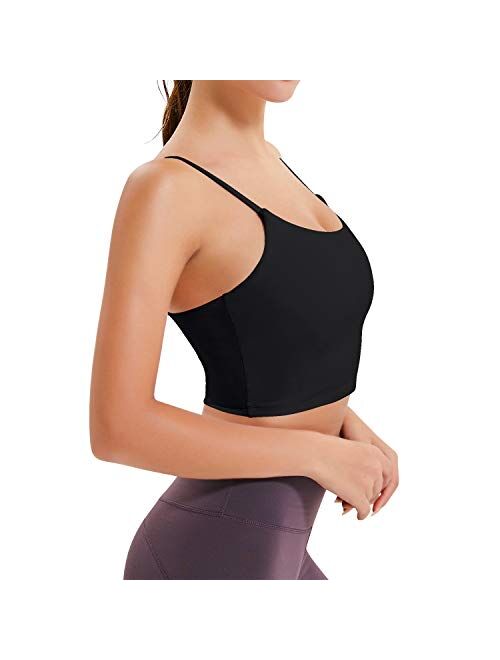 ASIMOON Women's Padded Sports Bra Seamless Fitness Workout Cami Crop Tank Tops Running Shirts Comfortable Yoga Bra for Women