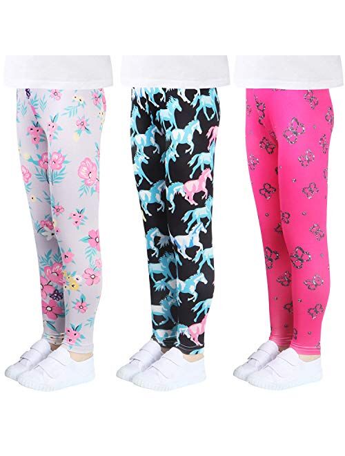 LUOUSE Printing Flower Girls Stretch Leggings Kids Ankle Length Pants Tights