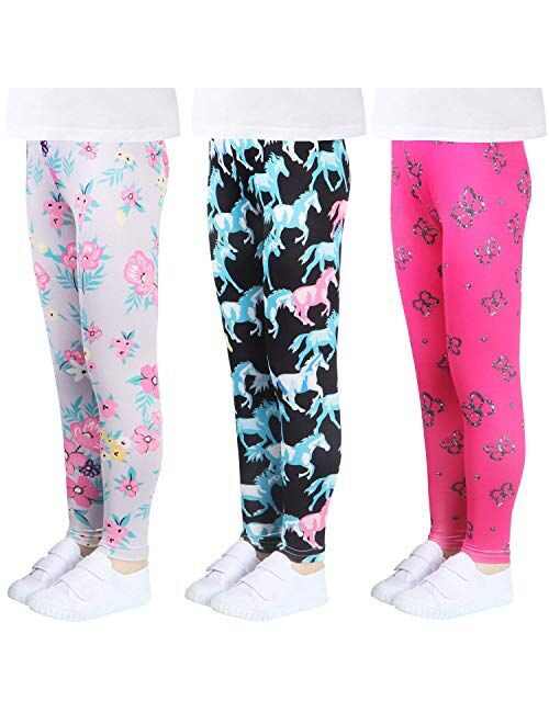 LUOUSE Printing Flower Girls Stretch Leggings Kids Ankle Length Pants Tights