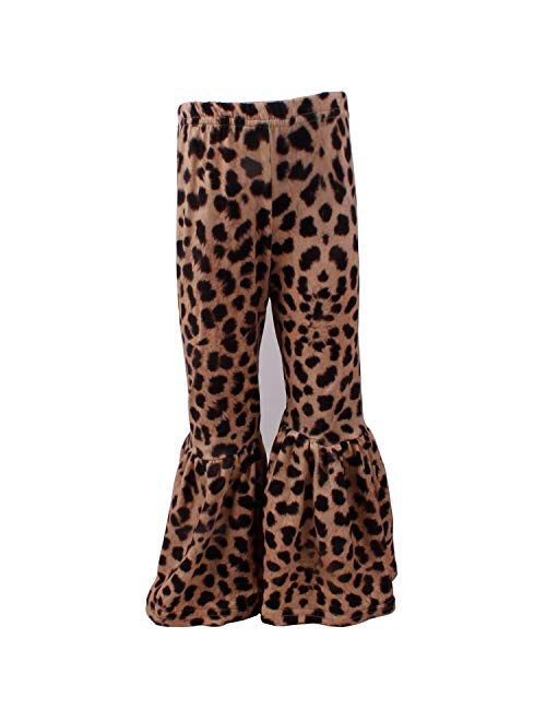 QLIyang Girls Ruffle Leggings Leopard Print Bell Bottoms Flare Pants