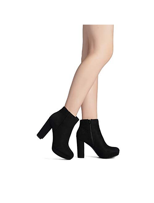 DREAM PAIRS Women's Stomp High Heel Ankle Boots