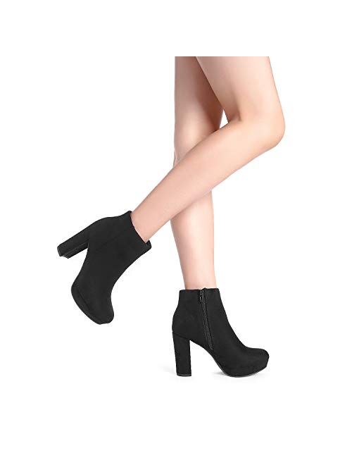 DREAM PAIRS Women's Stomp High Heel Ankle Boots