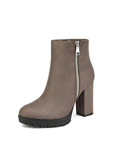 DREAM PAIRS Women's Stomp High Heel Ankle Boots