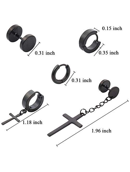 NEWITIN 15 Pairs Stainless Steel Cross Earrings Hypoallergenic Earrings Hinged Hoop Dangle Cross Earrings for Men and Women