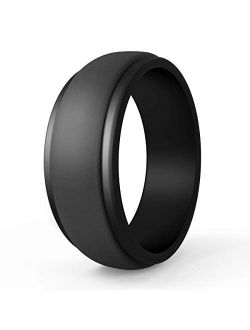 POPCHOSE Mens Silicone Wedding Rings, Silicone Rings Mens Silicone Rubber Wedding Bands for Men Size 7 8 9 10 11 12 13, 1 Pack
