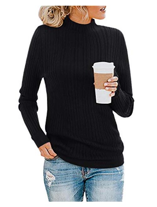 KILIG Womens Long Sleeve Soft Mockneck Pullover Sweater Fitting Basic Turtleneck Sweater Tops
