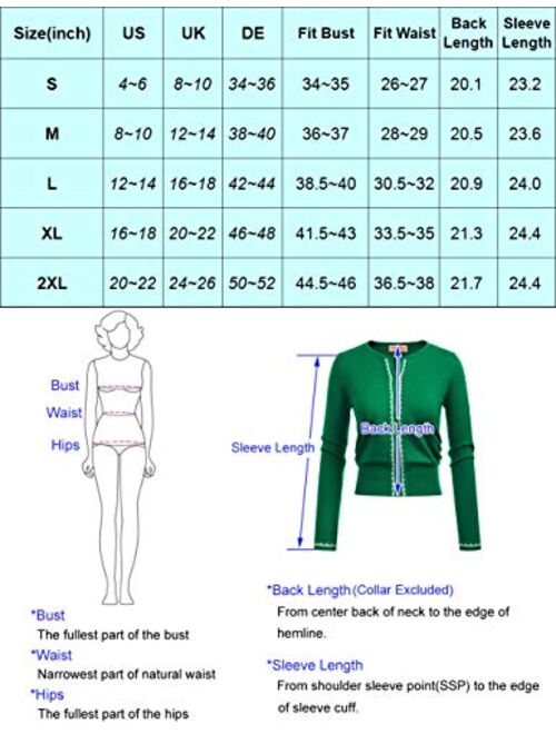 Belle Poque Women Button Knit Cardigan Contrast Color Long Sleeve Shrug BP779