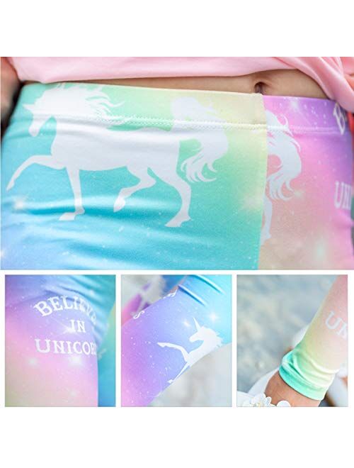 Kid Girls Unicorn Rainbow Mermaid Leggings Soft Stretchy Pants High Waist Slim Tights