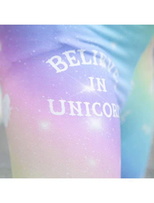 Kid Girls Unicorn Rainbow Mermaid Leggings Soft Stretchy Pants High Waist Slim Tights