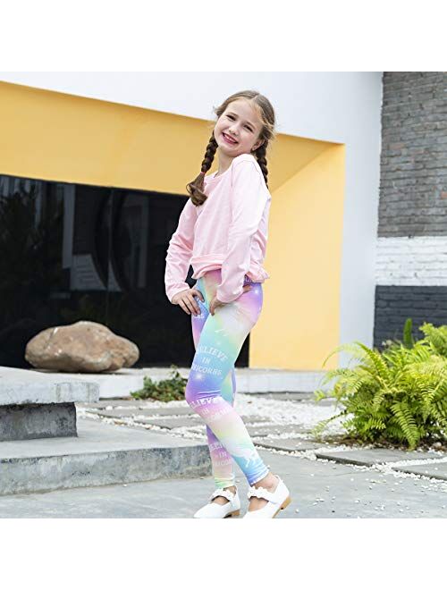 Kid Girls Unicorn Rainbow Mermaid Leggings Soft Stretchy Pants High Waist Slim Tights