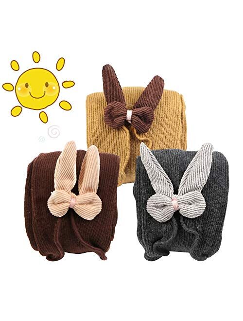 BOOPH 3 Pack Girls Legging Pants Cat Knit Footless Baby Toddler Tights 1-8 Year