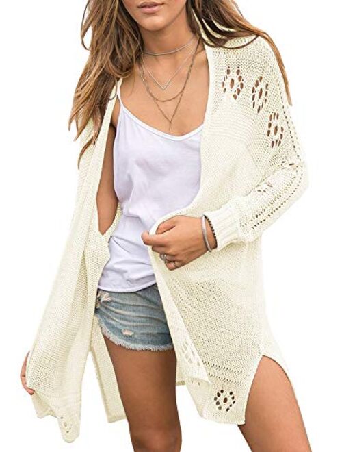 Misassy Womens Open Front Knit Sheer Cardigans Summer Boho Lightweight Long Sleeve Kimono Long Sweater