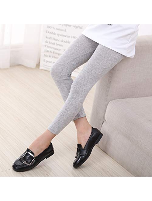 DOCHY Baby Girls' 4-Pack Leggings Cotton Basic Legging for Kids Fitting Long Pant Girls Leggings Toddler Active Leggings