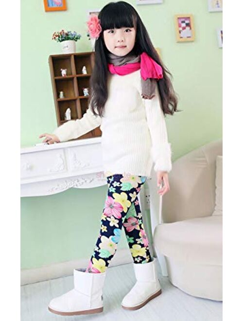 Toddler Kids Girls Pants Winter Thick Fleece Lined Christmas Leggings Tights