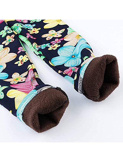 Toddler Kids Girls Pants Winter Thick Fleece Lined Christmas Leggings Tights