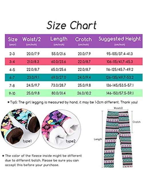 Toddler Kids Girls Pants Winter Thick Fleece Lined Christmas Leggings Tights