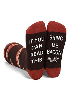 Zmart Women's If You Can Read This Bring Me Bacon Tea Sushi Coffee Taco Donuts Pizza Gifts Socks(Non Slip)