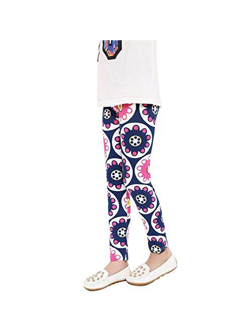 Weixinbuy Kid Girls Floral Print Leggings Slim Long Pants Tights Trousers